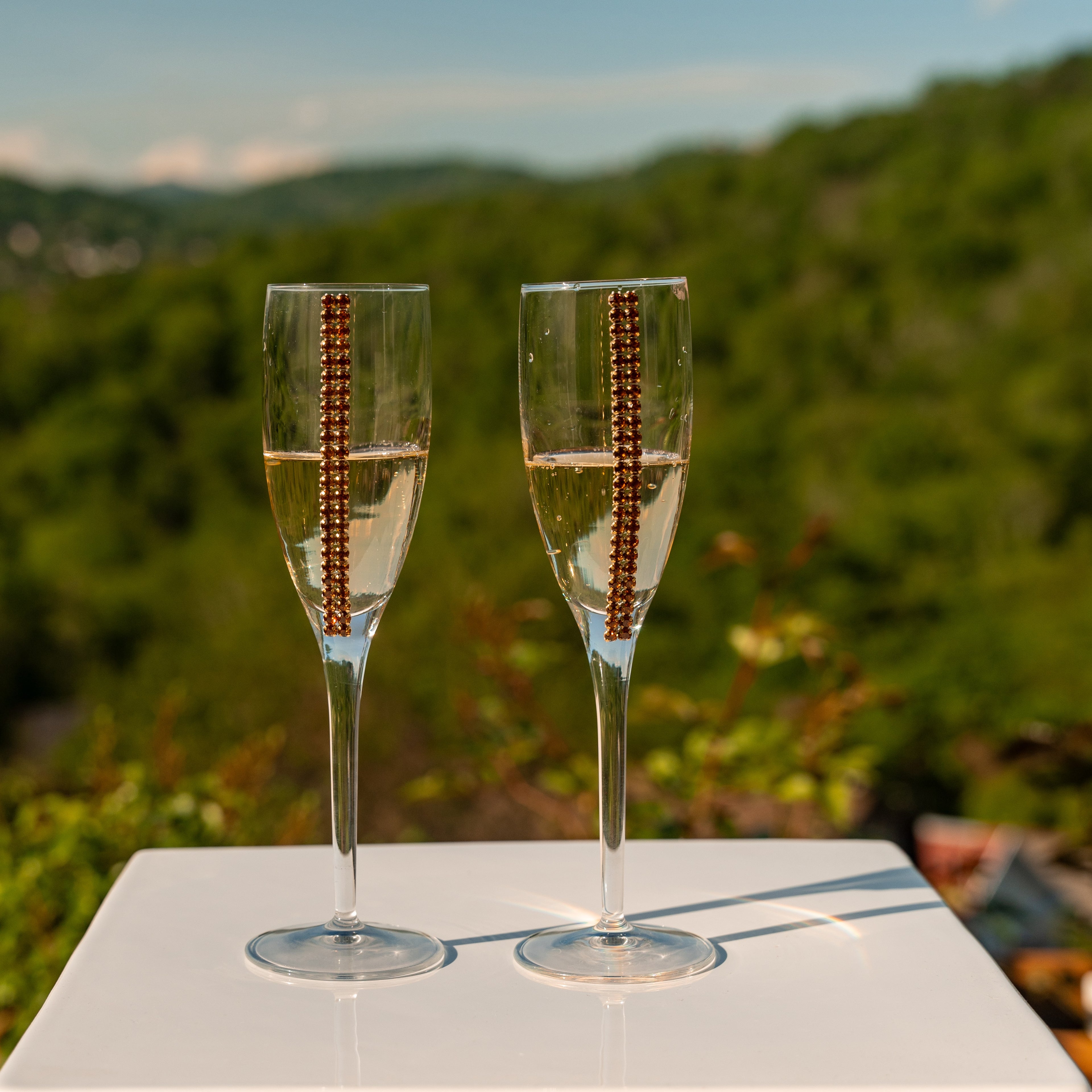 Sparkling wine goblet couple